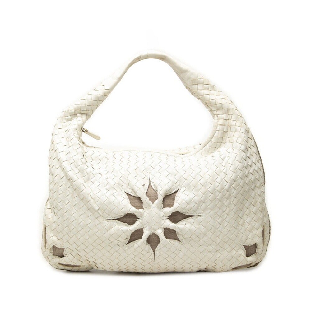 Bottega Veneta Intrecciato Handbag One-Shoulder Bag White Leather Women's BOT...